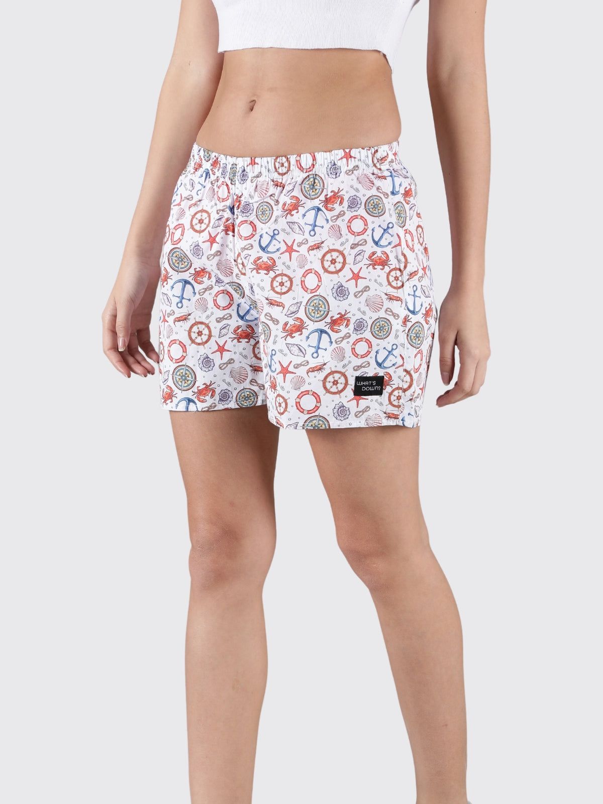 White Nautical Womens Boxers