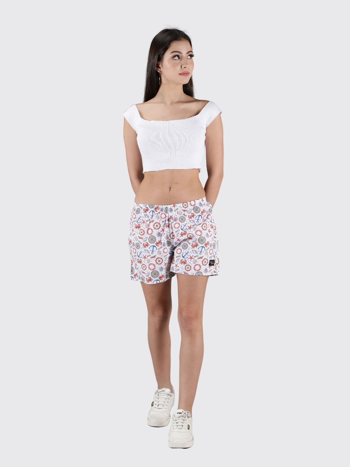 White Nautical Womens Boxers