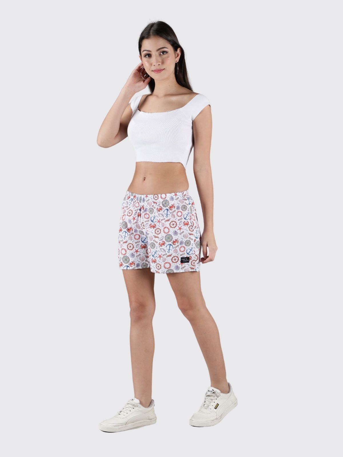 White Nautical Womens Boxers