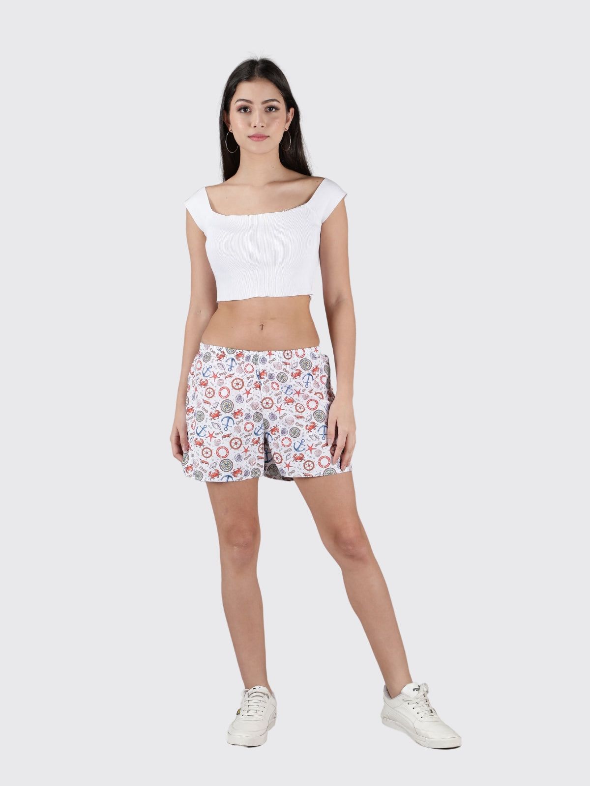 White Nautical Womens Boxers