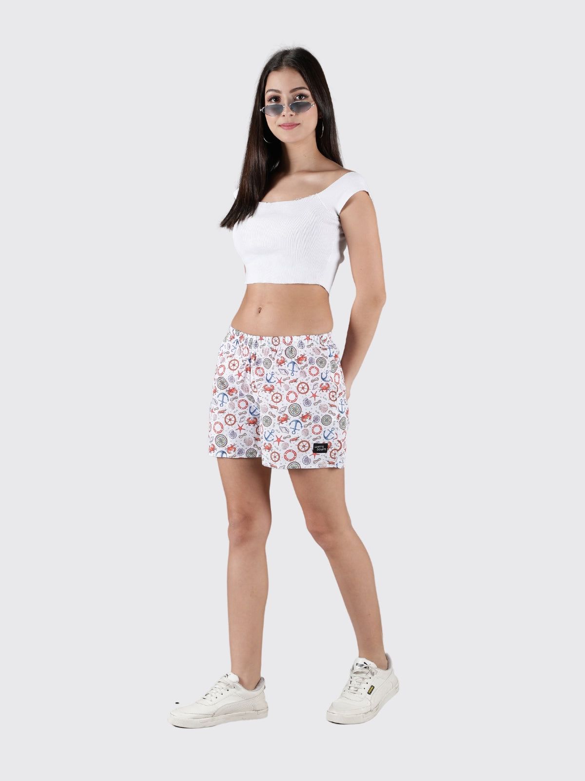 White Nautical Womens Boxers