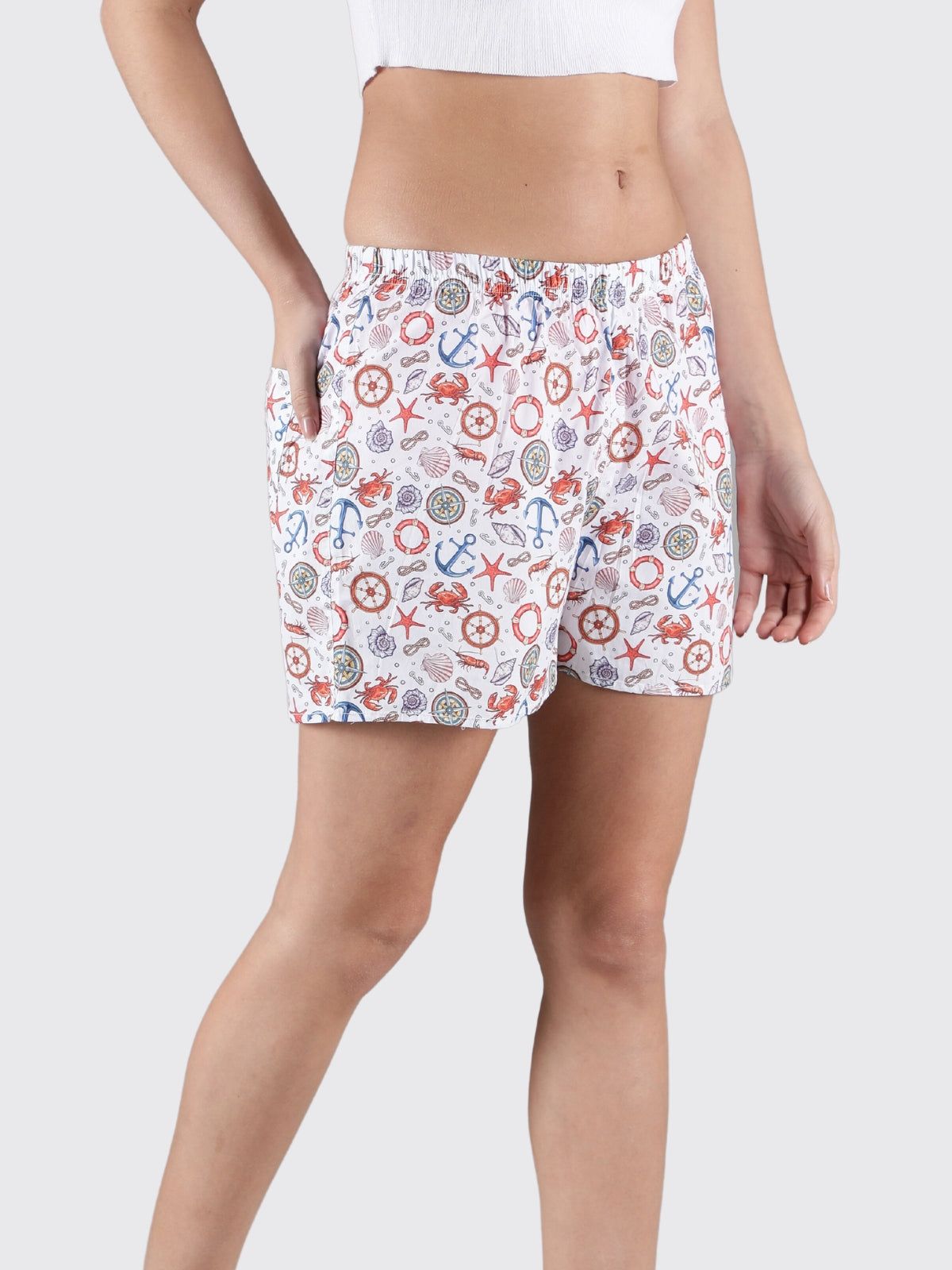 White Nautical Womens Boxers