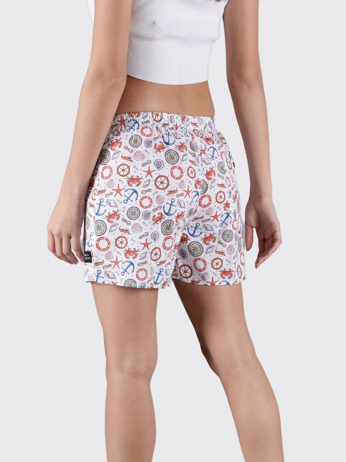 White Nautical Womens Boxers