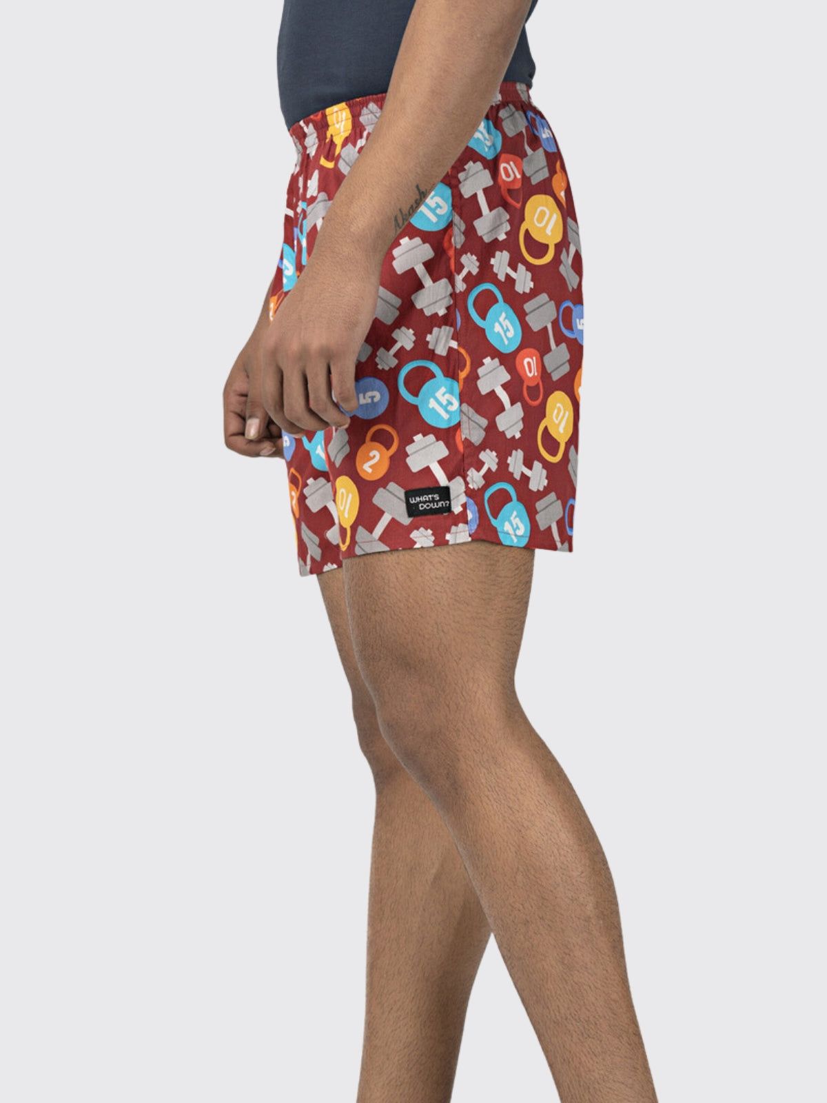 Maroon Dumbbells Mens Boxers