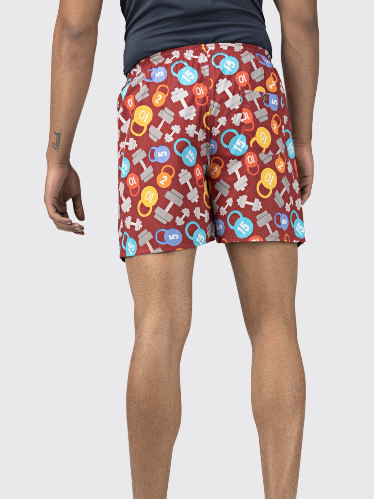 Maroon Dumbbells Mens Boxers