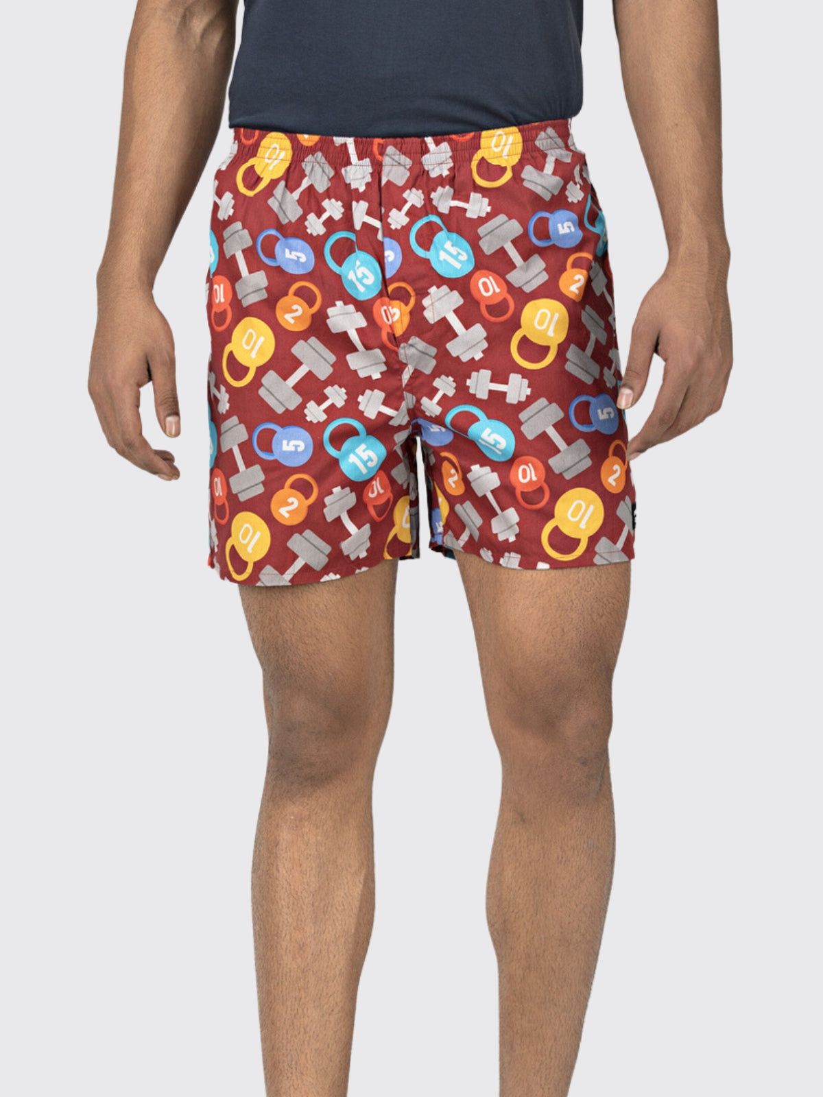Maroon Dumbbells Mens Boxers