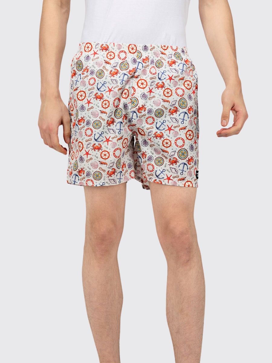 White Nautical Mens Boxers