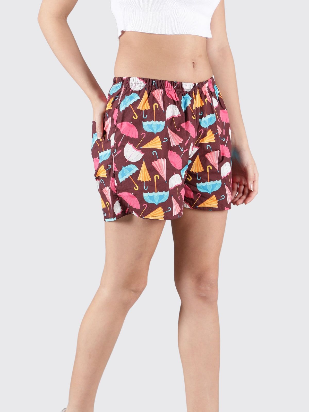 Maroon Umbrella Womens Boxers