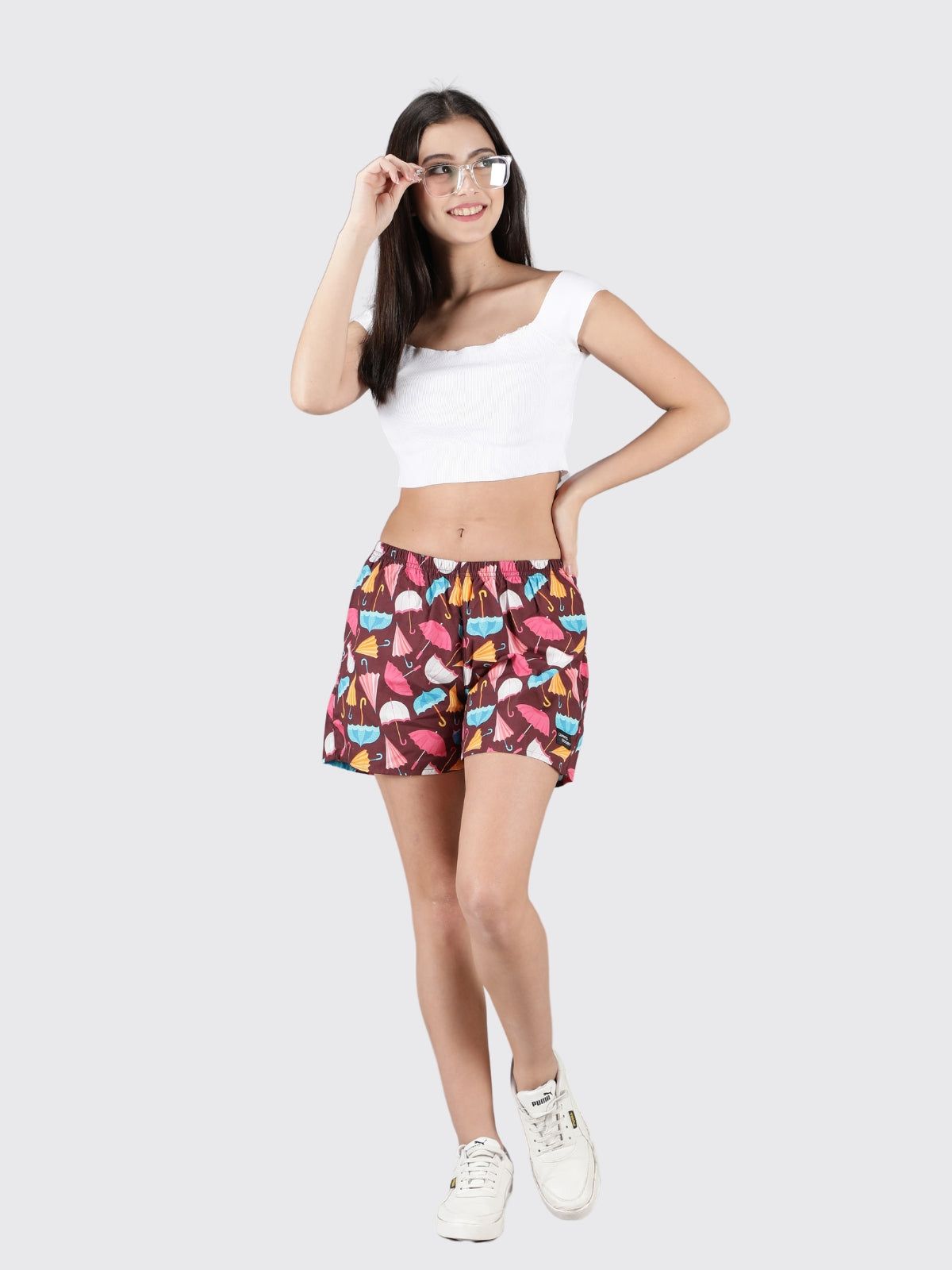 Maroon Umbrella Womens Boxers