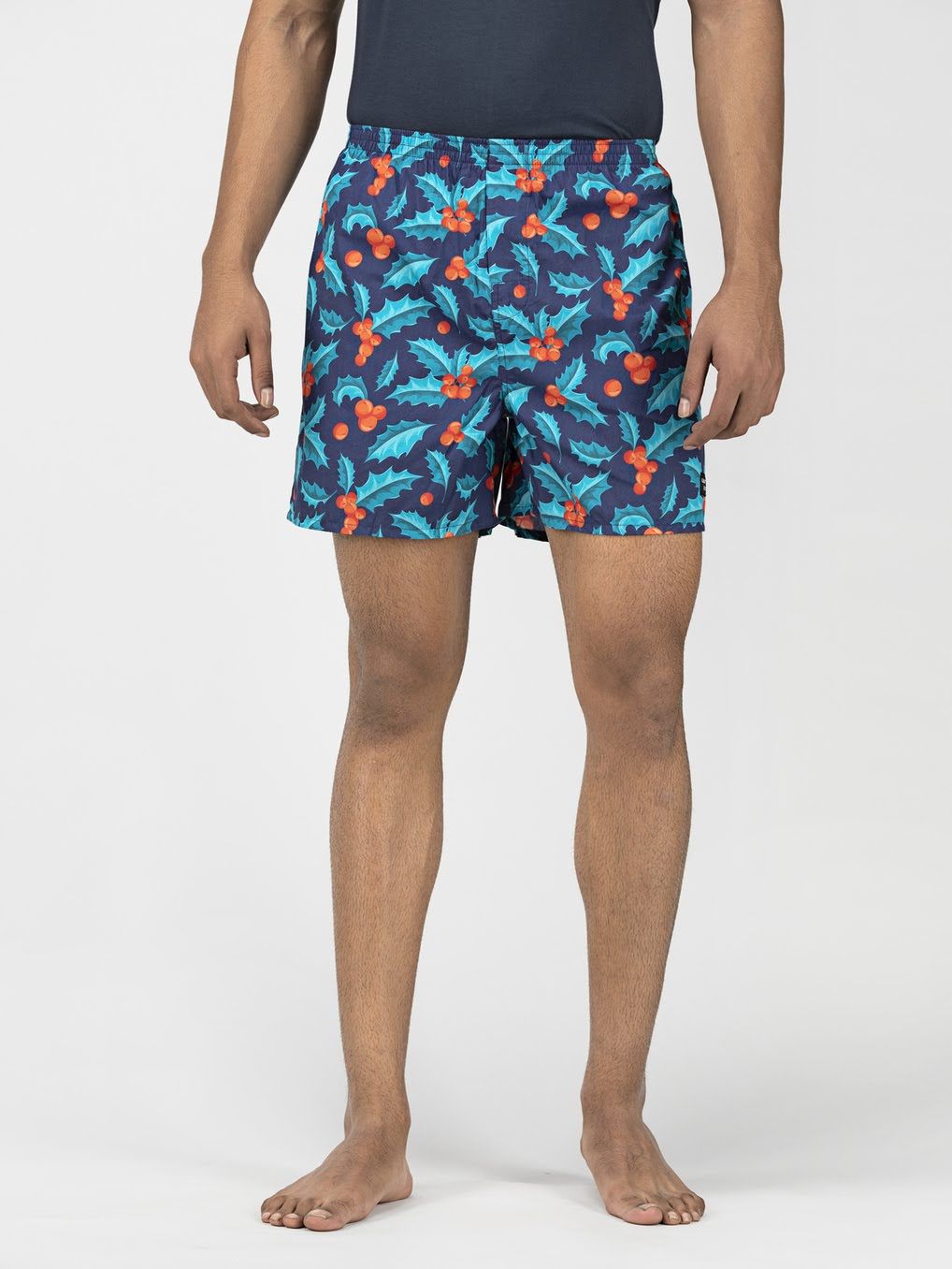 Blue Mistletoe Mens Boxers
