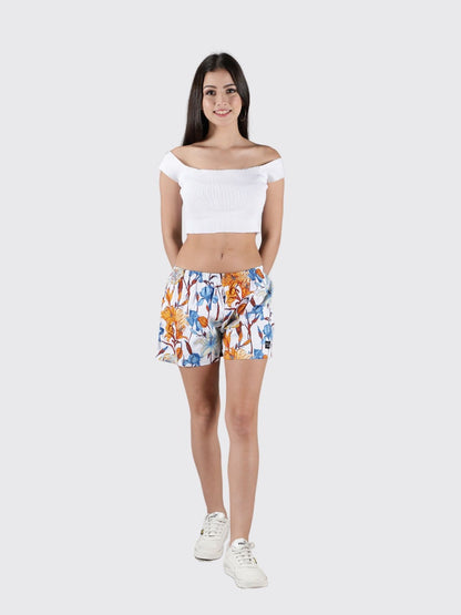 White Floral Womens Boxers