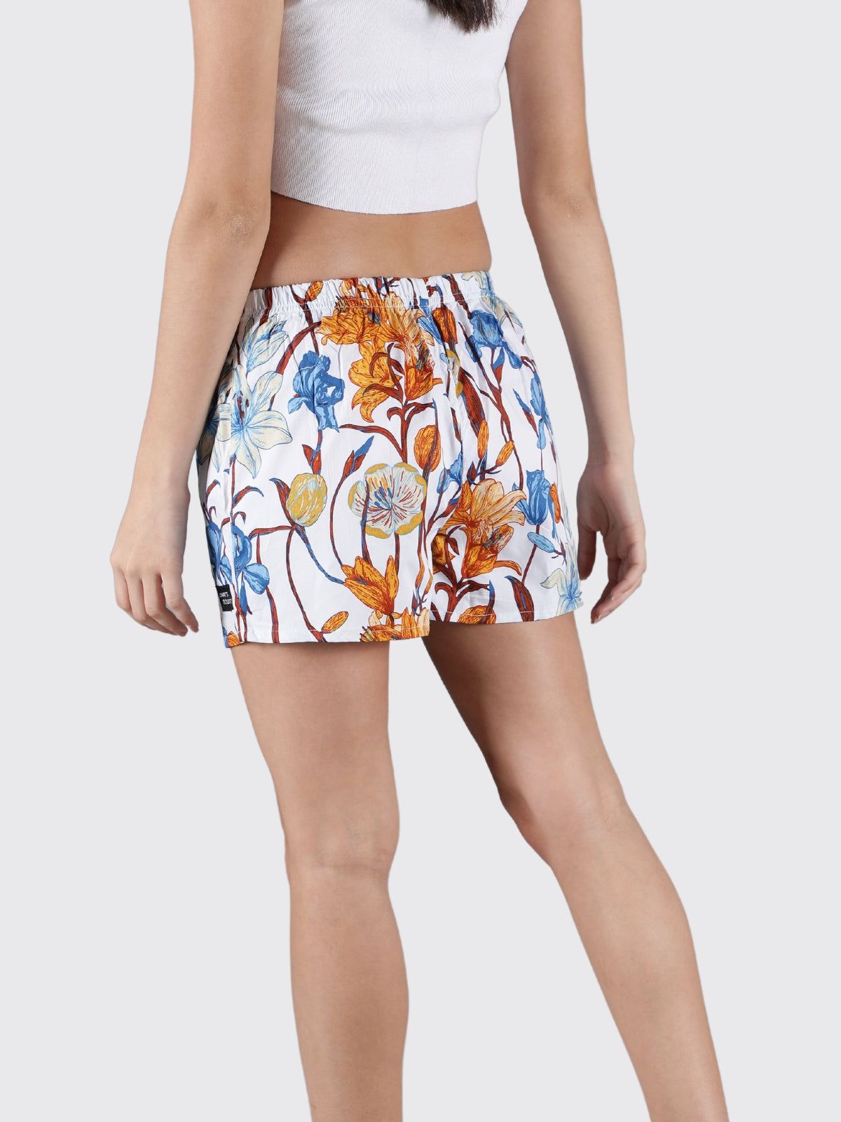 White Floral Womens Boxers