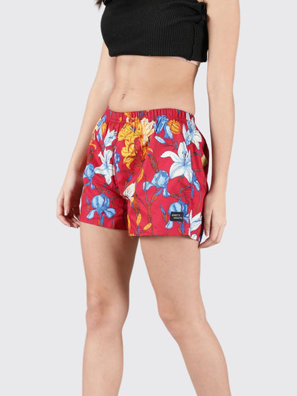 Red Floral Womens Boxers