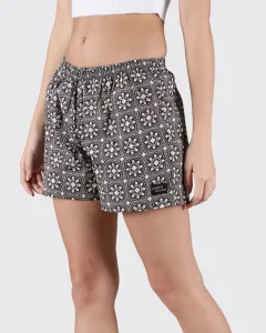 Black & White Roses Womens Boxers. Whats Down women's printed cotton poplin boxers, print close-up