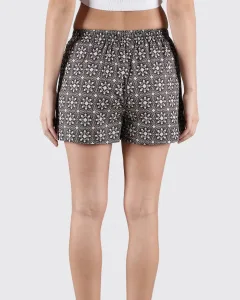 Black & White Roses Womens Boxers. Whats Down women's printed cotton poplin boxers, on model