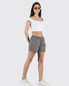 Black & White Roses Womens Boxers. Whats Down women's printed cotton poplin boxers, waistband detail