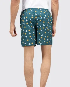 Green Galaxy Mens Boxers. Whats Down men's printed cotton poplin boxers, print close-up