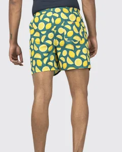 Green Lemon Mens Boxers. Whats Down men's printed cotton poplin boxers, on model
