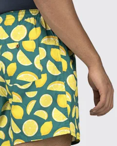 Green Lemon Mens Boxers. Whats Down men's printed cotton poplin boxers, back view