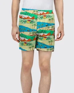 Multicolour Childhood Scenery Mens Boxers. Whats Down men's printed cotton poplin boxers, front view