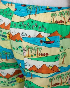 Multicolour Childhood Scenery Mens Boxers. Whats Down men's printed cotton poplin boxers, back view