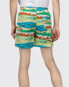Multicolour Childhood Scenery Mens Boxers. Whats Down men's printed cotton poplin boxers, on model