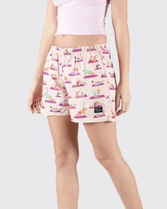 Peach Spot the Panda Womens Boxers. Whats Down women's printed cotton poplin boxers, back view