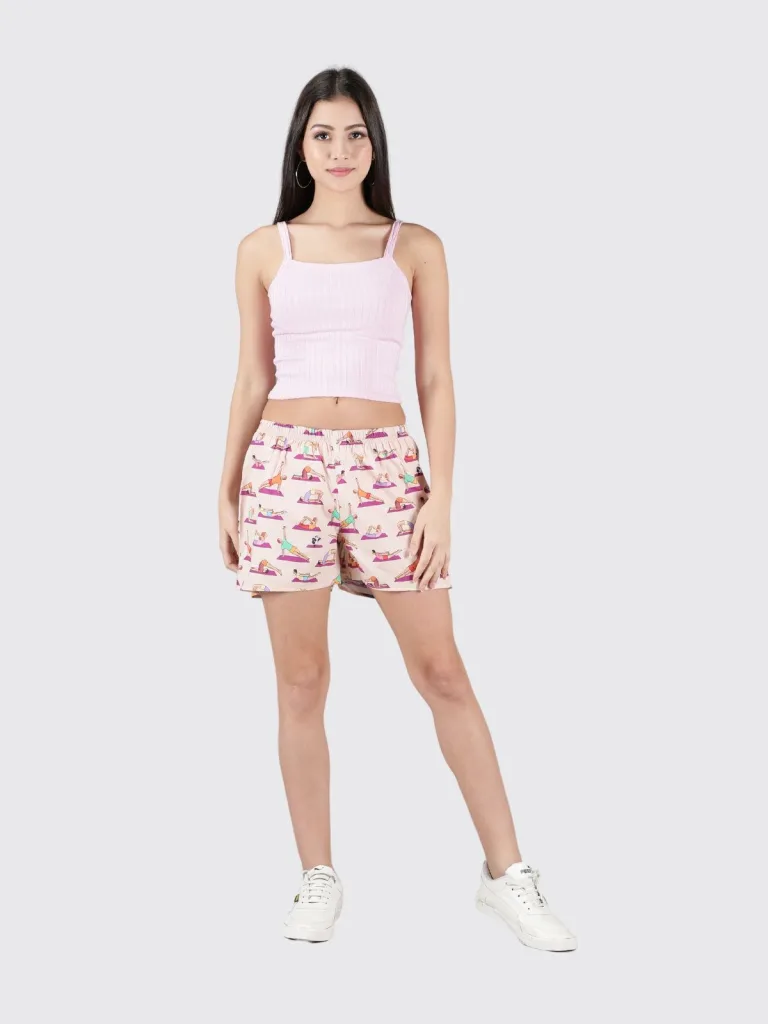 Peach Spot the Panda Womens Boxers. Whats Down women's printed cotton poplin boxers