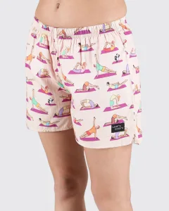 Peach Spot the Panda Womens Boxers. Whats Down women's printed cotton poplin boxers, back view