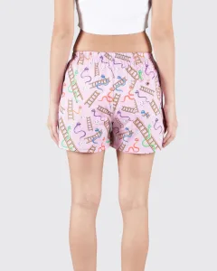 Pink Snakes & Lads Womens Boxers. Whats Down women's printed cotton poplin boxers, back view