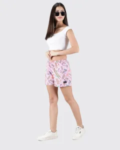 Pink Snakes & Lads Womens Boxers. Whats Down women's printed cotton poplin boxers, print close-up