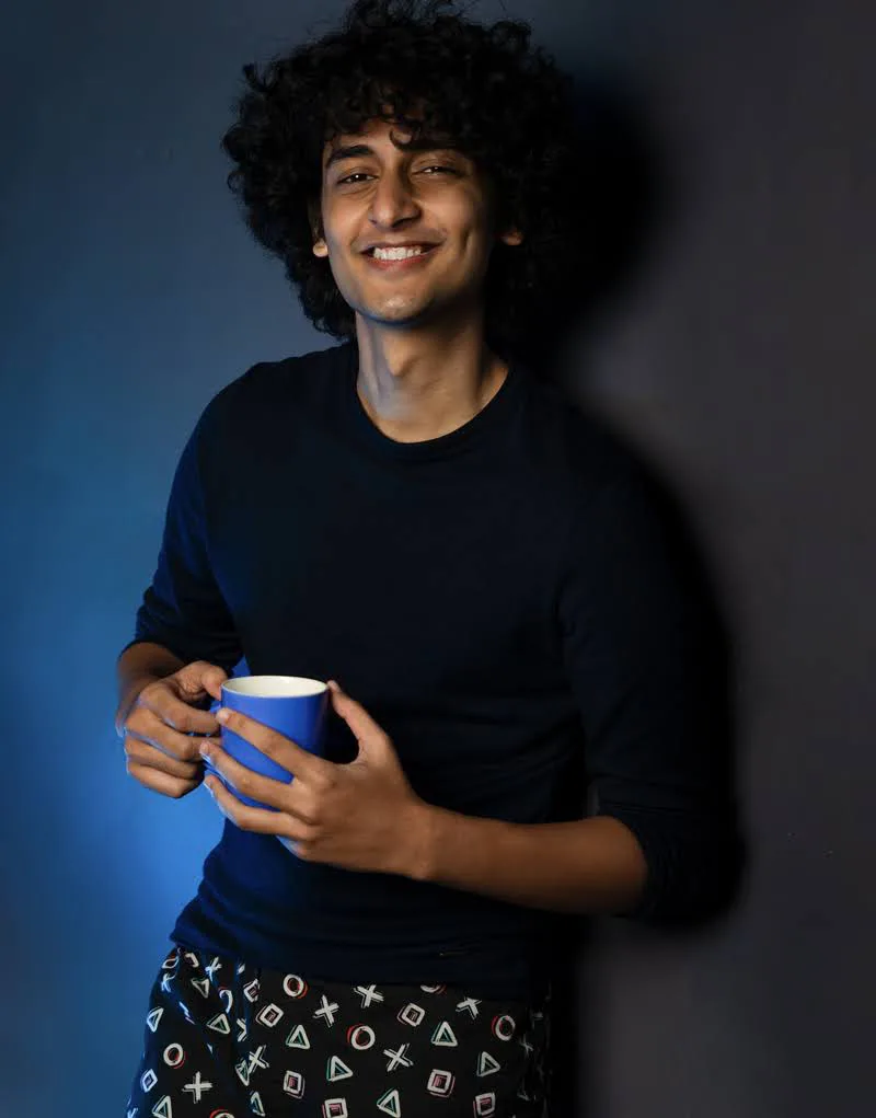 Man in Whats Down Black Playstation printed boxers. Photo 2