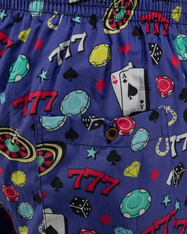 Blue Casino Mens Boxers. Whats Down printed cotton poplin boxers, on model 9