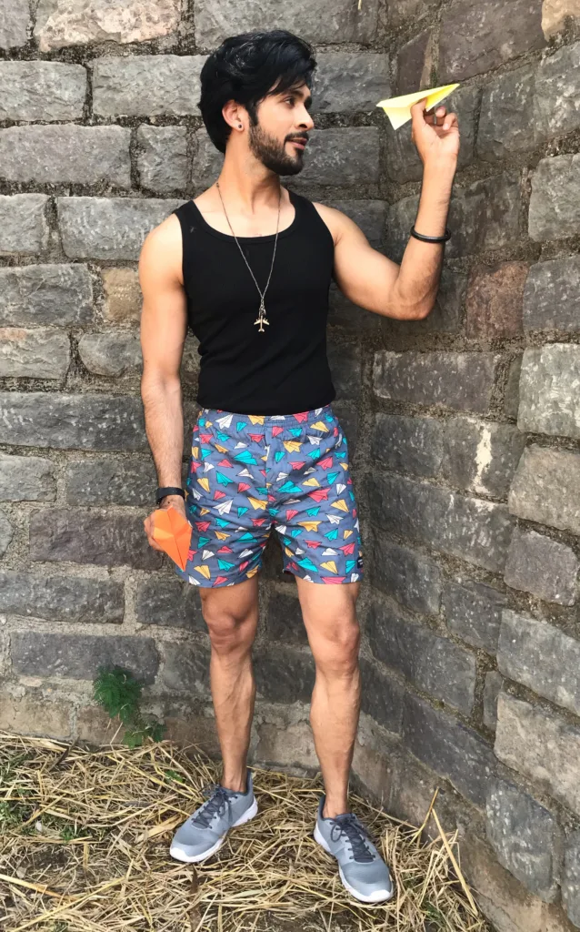Man in Whats Down navy printed boxers. Photo 5
