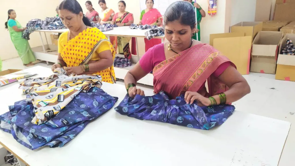 Whats Down boxers being stitched at our workshop in India. Photo 2