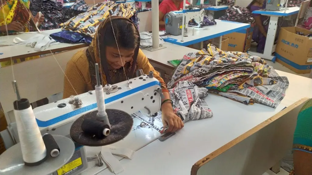 Whats Down boxers being stitched at our workshop in India. Photo 3