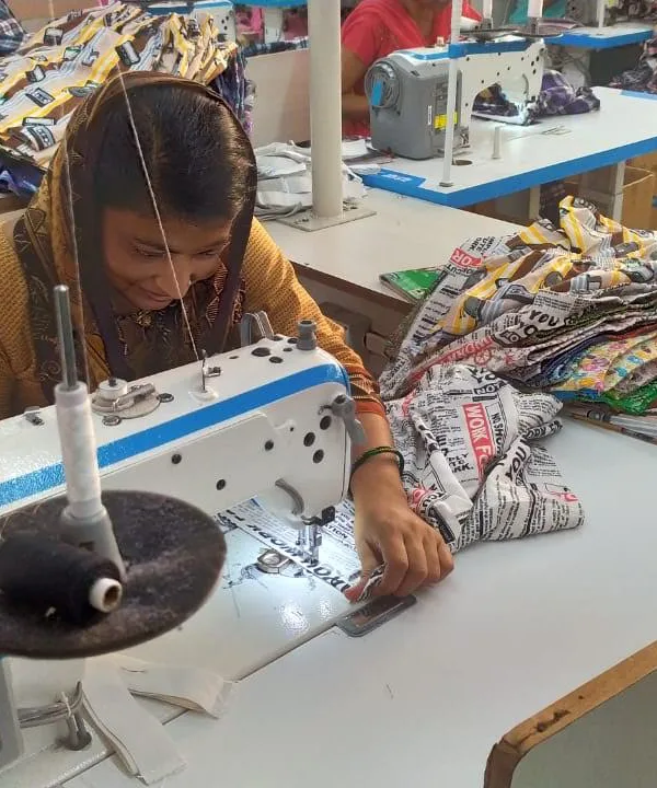 Whats Down boxers being stitched at our workshop in India. Photo 3