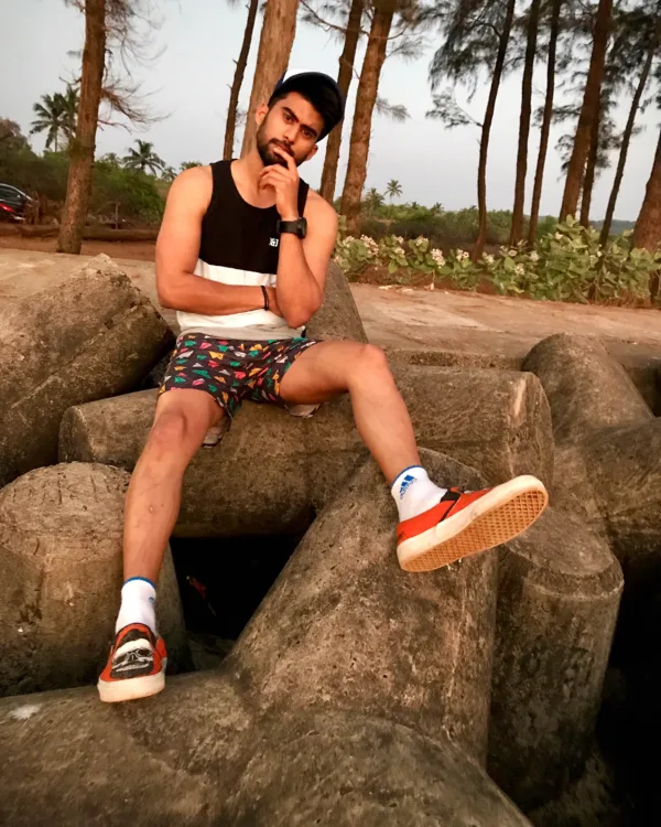 Man in Whats Down navy printed boxers. Photo 6
