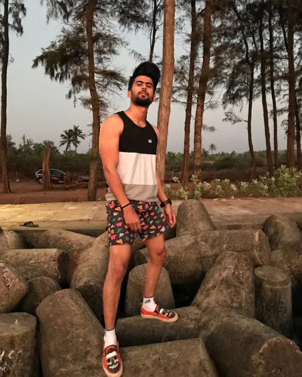 Man in Whats Down navy printed boxers. Photo 7