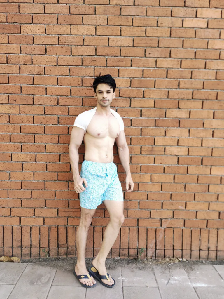 Man in Whats Down Blue Mosaic light-blue printed boxers. Photo 14