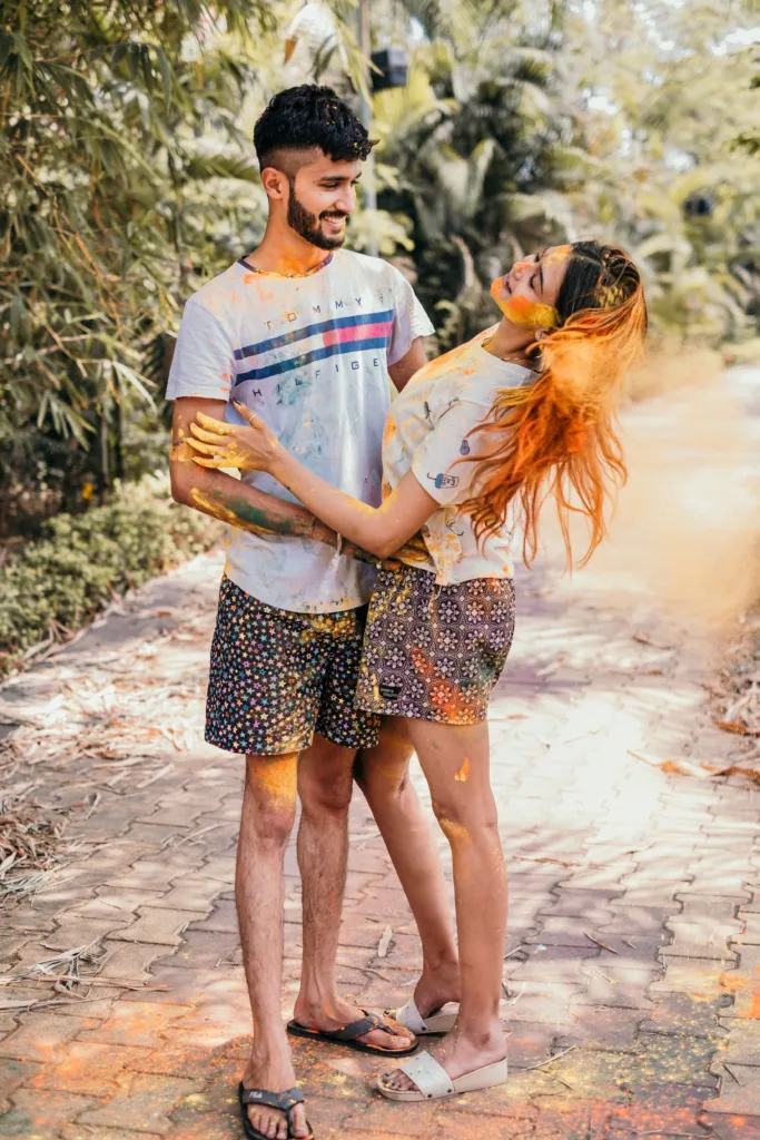 Couple in matching Whats Down printed boxers. Photo 8