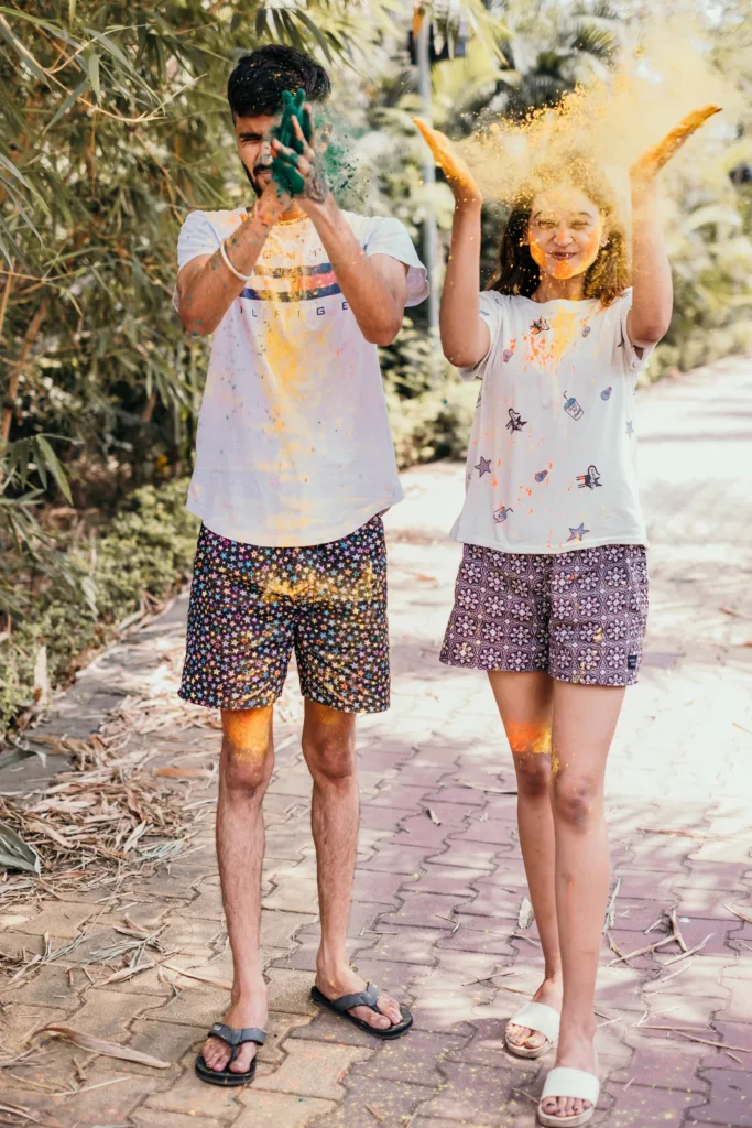 Couple in matching Whats Down printed boxers. Photo 12