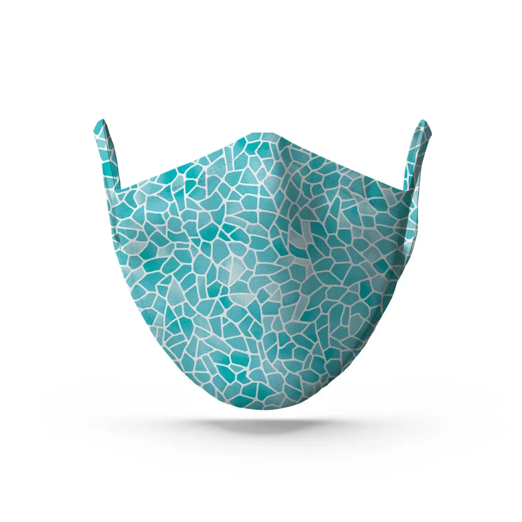 Blue Mosaic Face Mask. Whats Down reusable printed cotton face mask