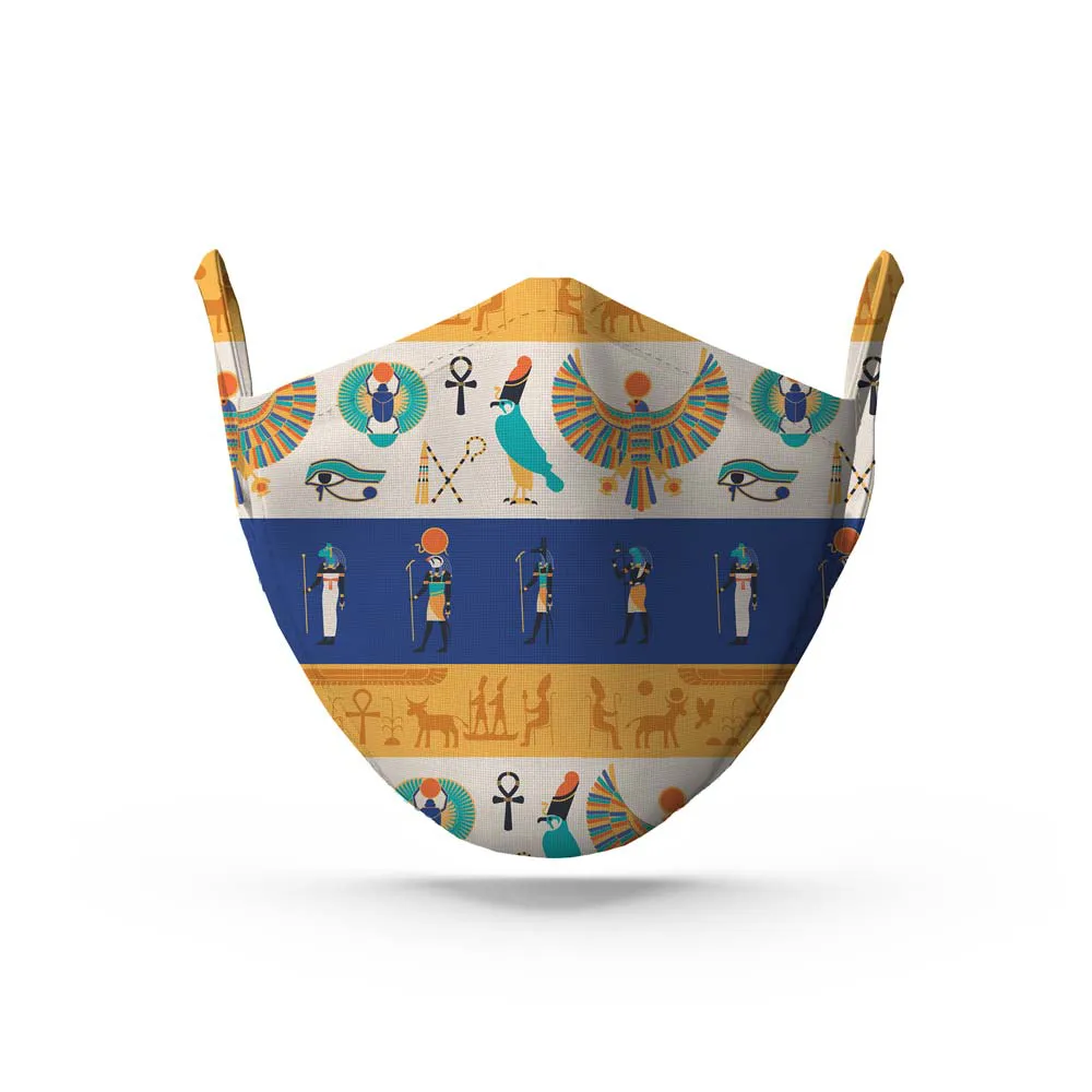 Multicolour Cleopatra Face Mask. Whats Down reusable printed cotton face mask