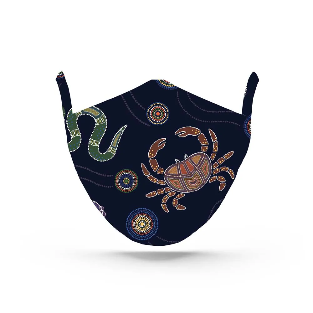 Navy Deep Sea Face Mask. Whats Down reusable printed cotton face mask