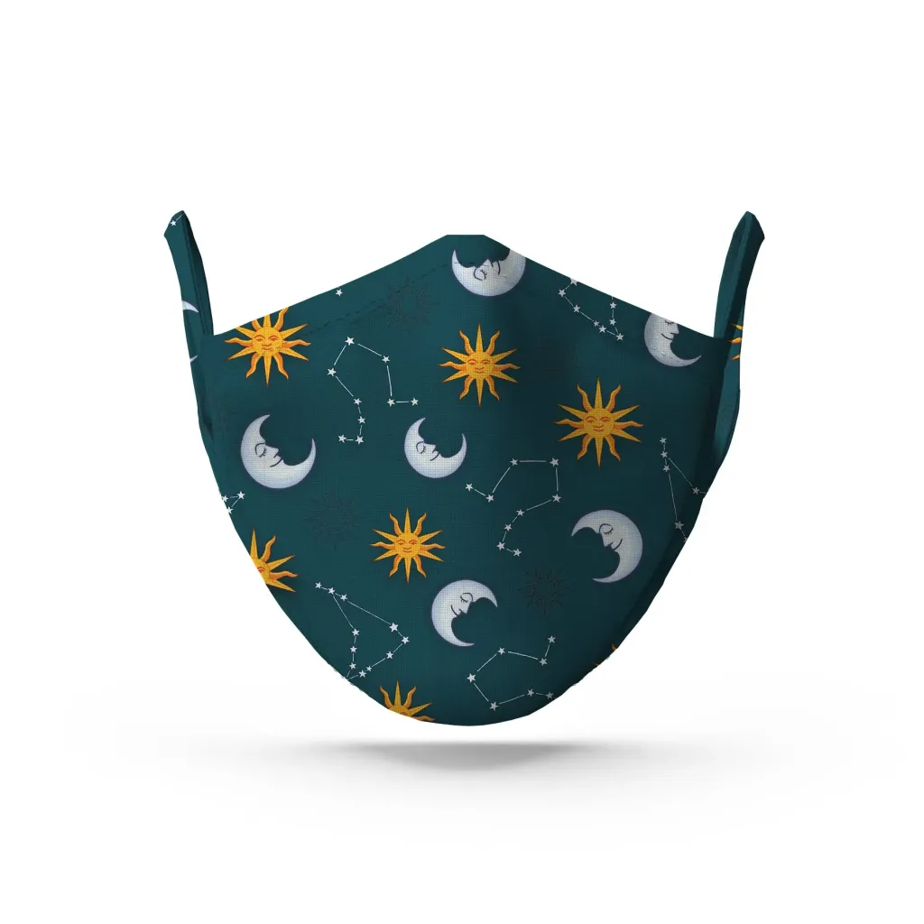 Green Galaxy Face Mask. Whats Down reusable printed cotton face mask