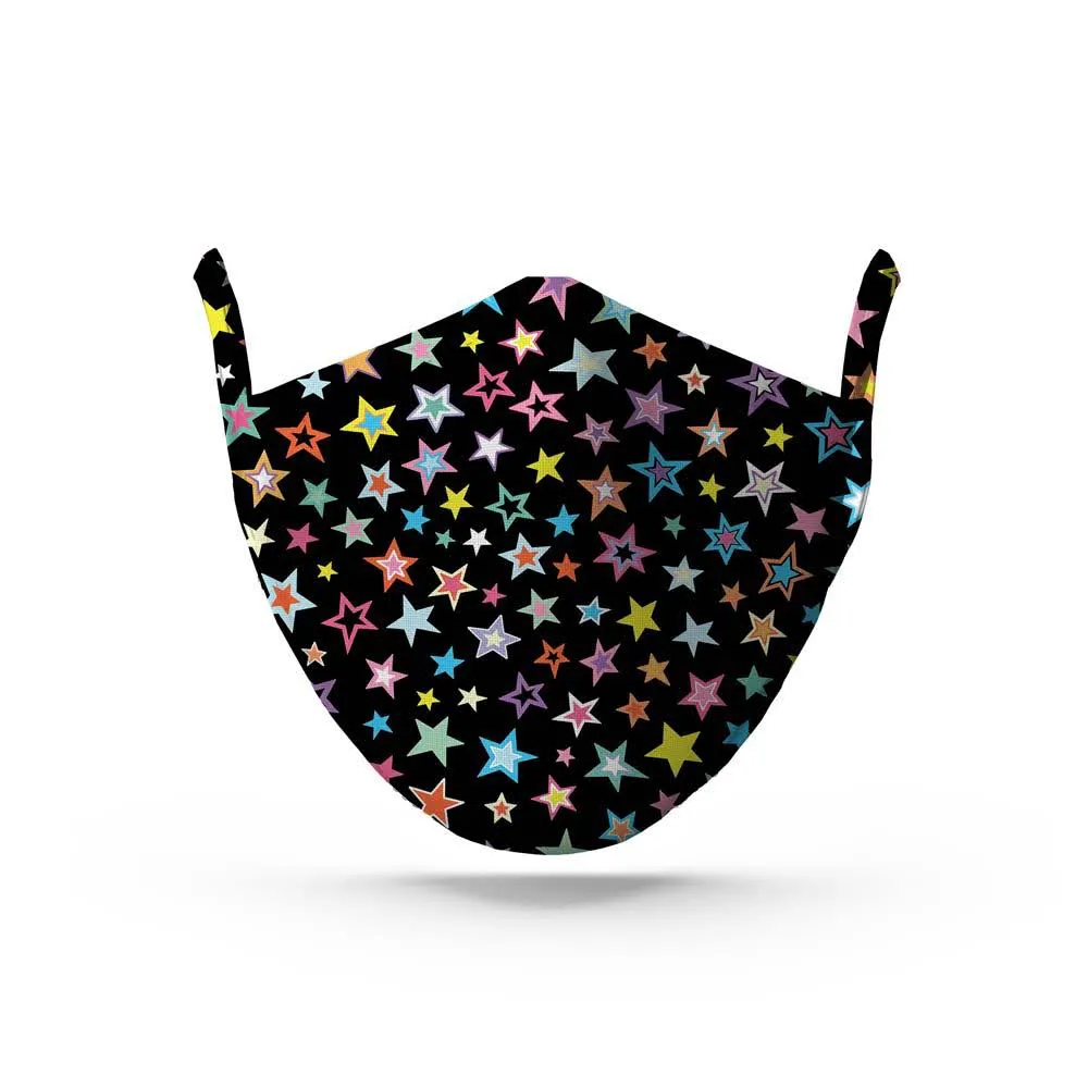 Multicolour Stars Face Mask. Whats Down reusable printed cotton face mask