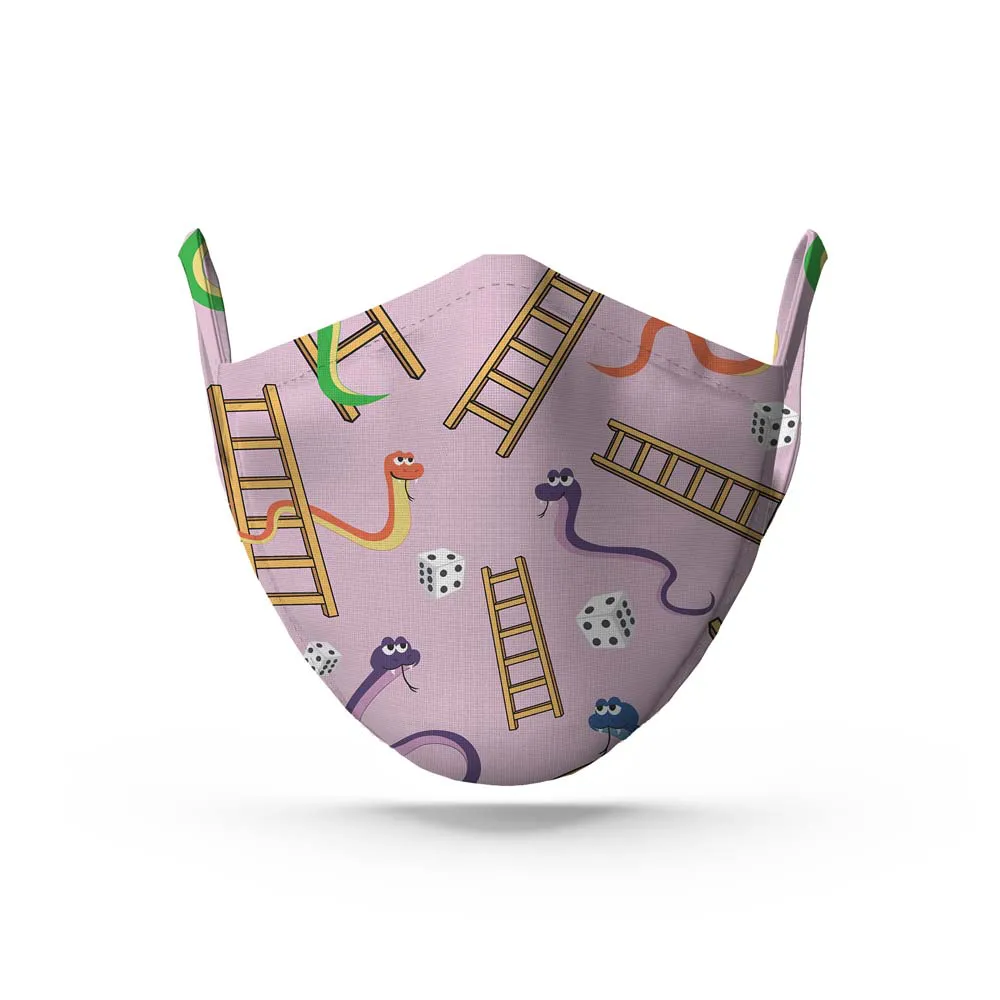 Pink Snakes & Lads Face Mask. Whats Down reusable printed cotton face mask