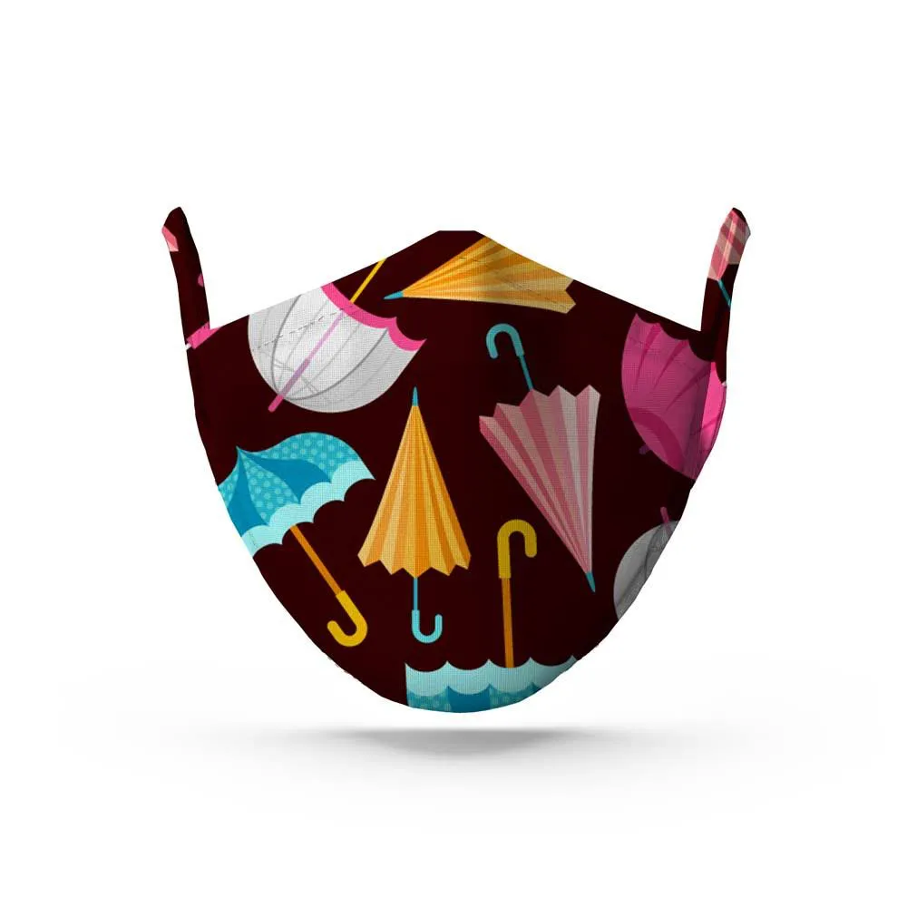 Maroon Umbrella Face Mask. Whats Down reusable printed cotton face mask