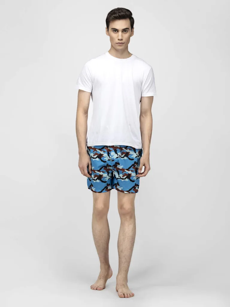 Blue Camo Mens Boxers. Whats Down men's printed cotton poplin boxers